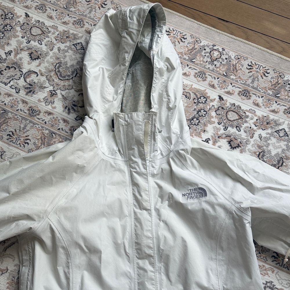 The North Face White Hooded Rain Jacket